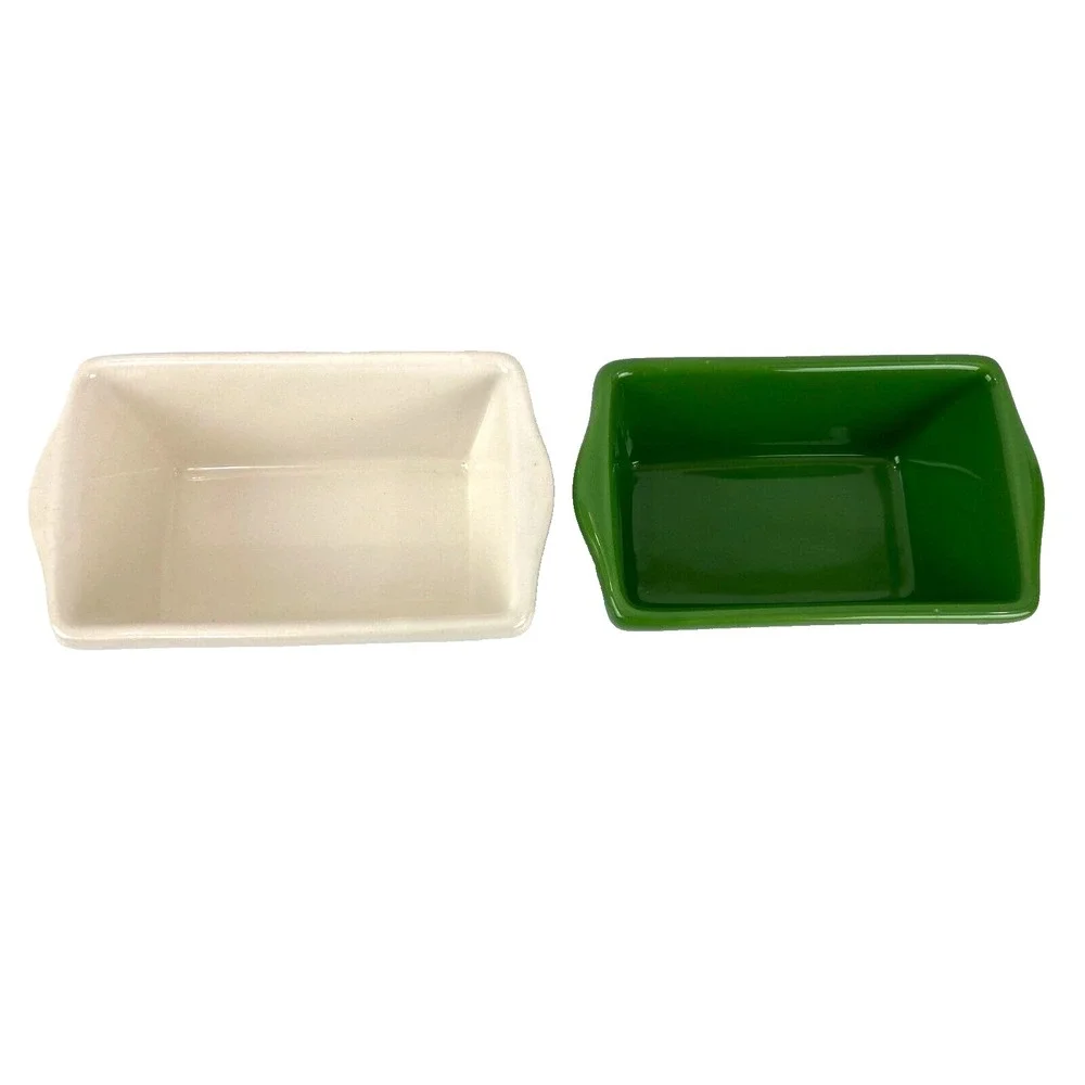 2 Ceramic Mini Loaf Pate Pans 3.5 x 6 Celebrate It Bakeware Cookware